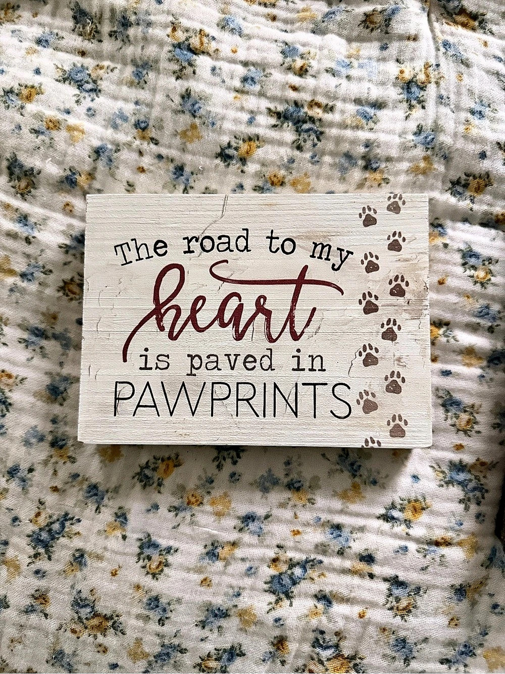 Pawprint Heart Wood Wall Sign